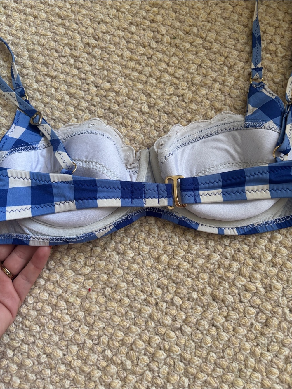 Betsey Johnson Blue Gingham Lace Bikini Set - Picture 7 of 7